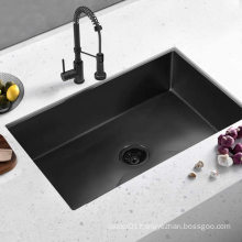 Aquacubic 32 inch 16 Gauge Single Bowl Nano Surface Undermount Gunmetal Black Kitchen Sink